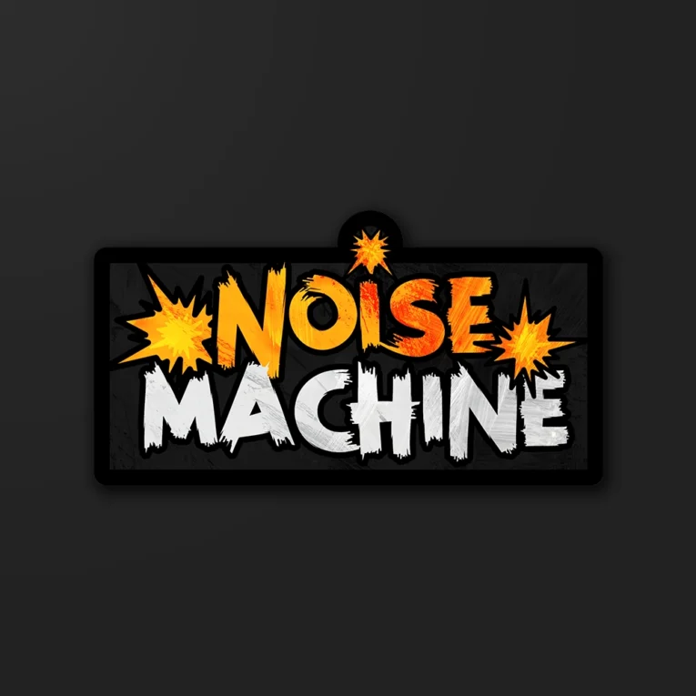 Inline-4 Noise Machine sticker with bold comic-style lettering and explosion accents