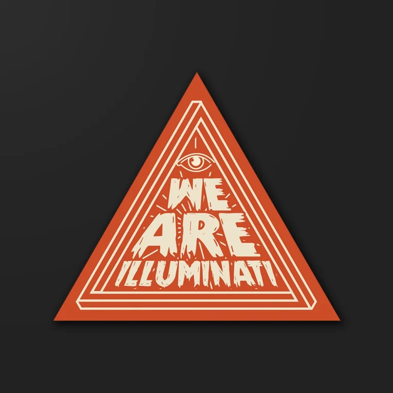 Inline-4 We Are Illuminati sticker featuring an all-seeing eye inside a triple triangle