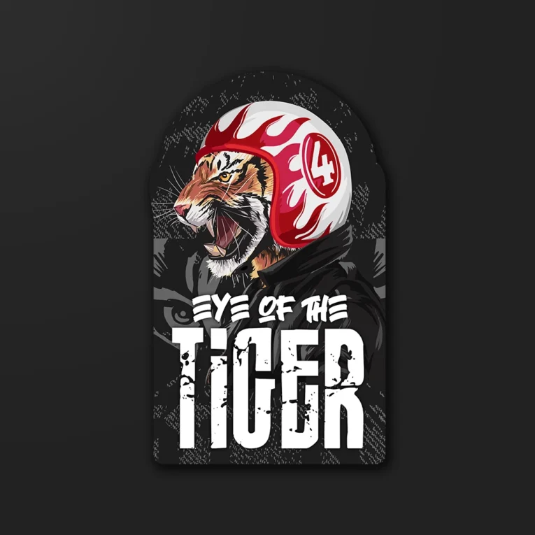 Inline-4 Eye of the Tiger sticker featuring a close-up tiger-eye illustration