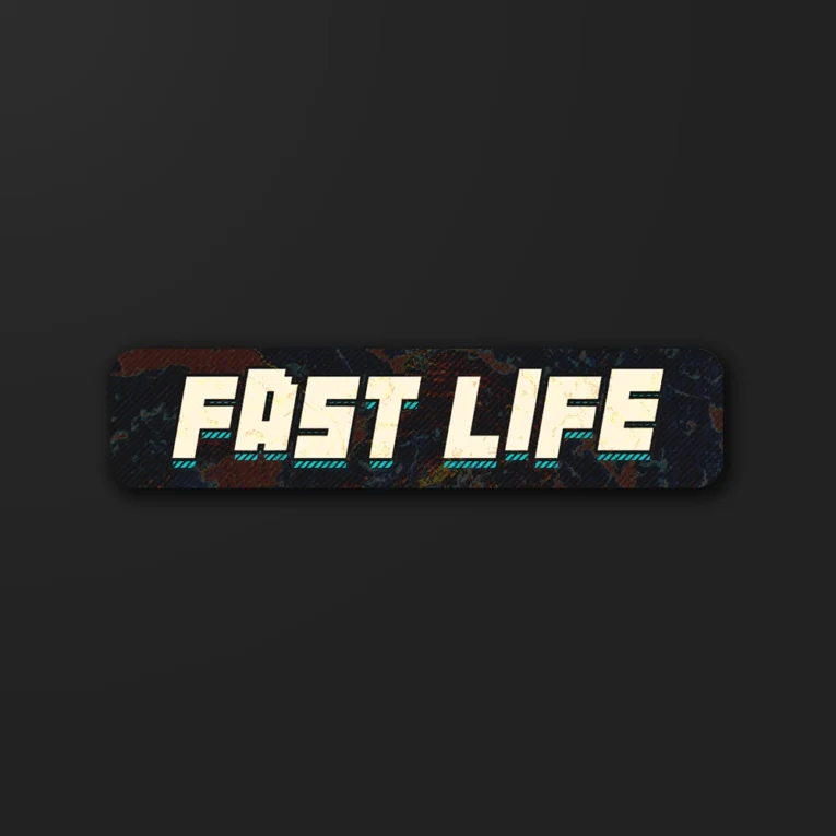 Inline-4 Fast Life sticker with retro synthwave-style lettering
