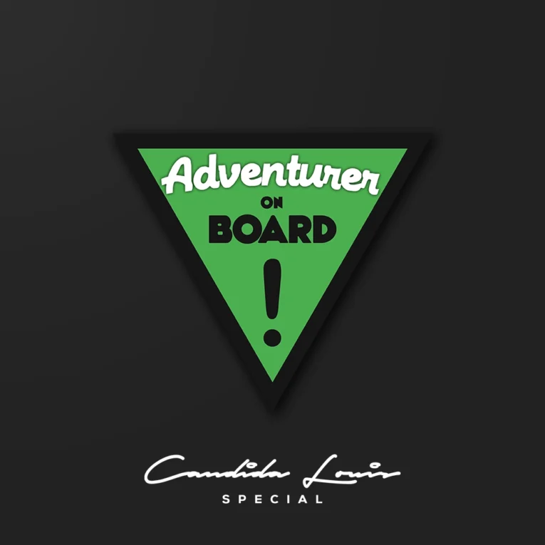 Inline-4 Adventurer on Board sticker in bold green triangle graphic style