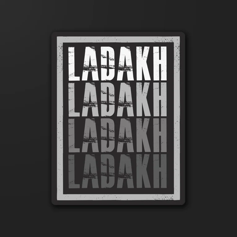 Inline-4 Ladakh sticker with the word LADAKH repeated in a fading gradient